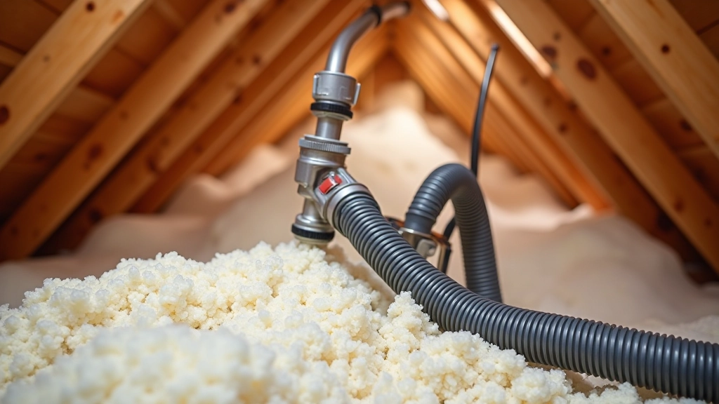 Blown fibre insulation equipment and machinery used during attic installation process