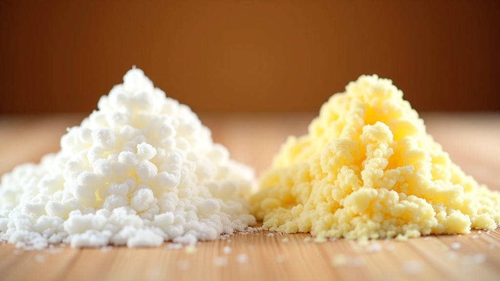 Comparison of cellulose and mineral wool blown insulation materials showing texture and color differences