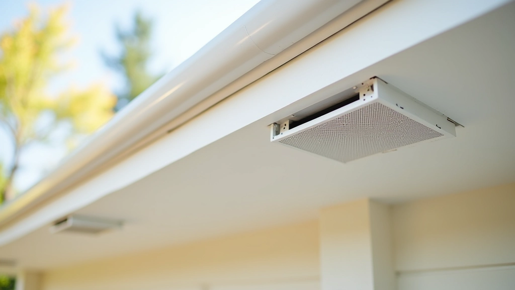 Close-up of attic ventilation soffit vents showing proper air circulation design